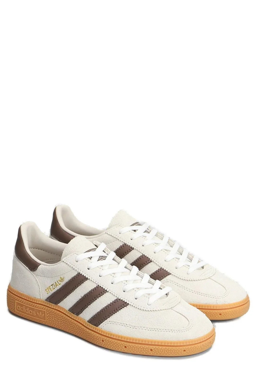 Adidas Handball Spezial Sneakers in An Off White and Dark Brown Suede