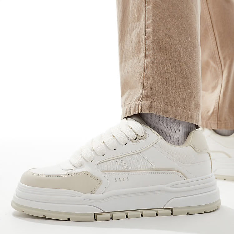 Bershka Tonal Sneaker in White