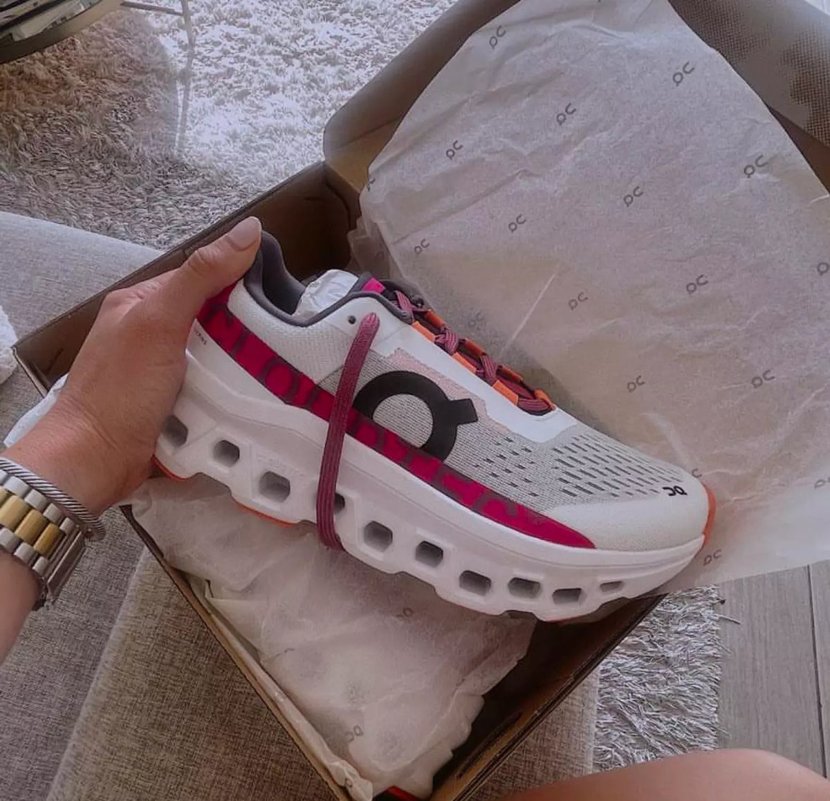 On Running Cloudmonster White Pink