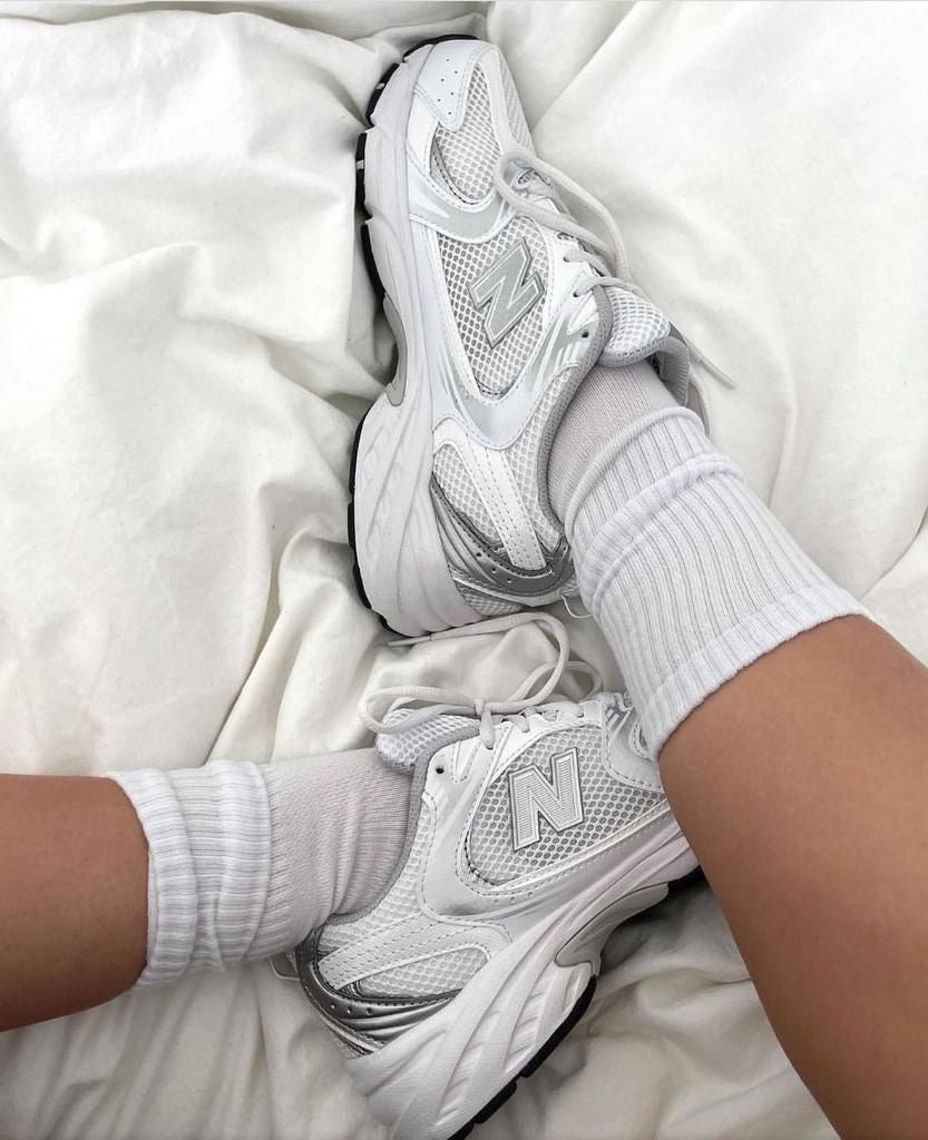 New Balance White Silver