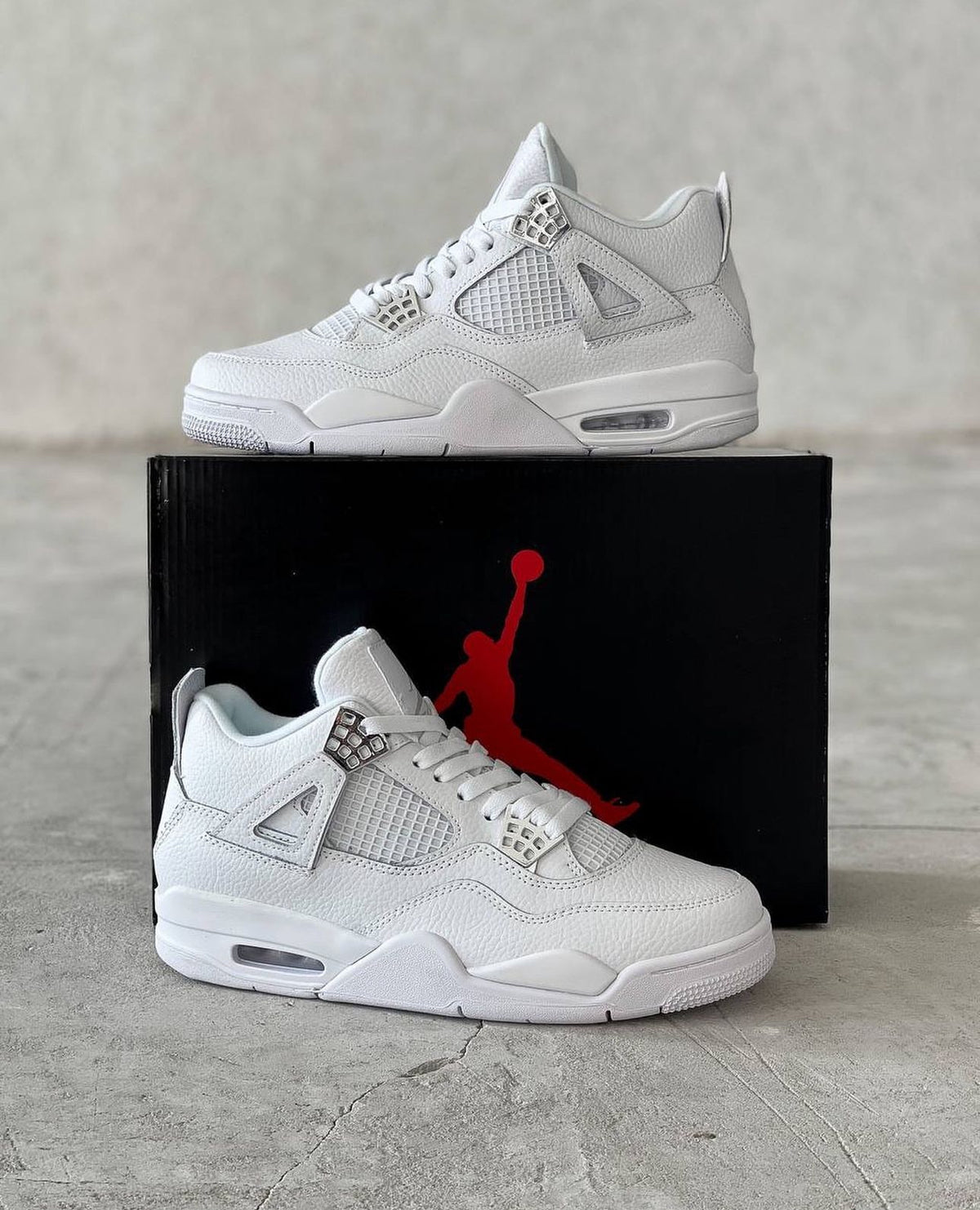 Nike Air Jordan 4 White and Silver