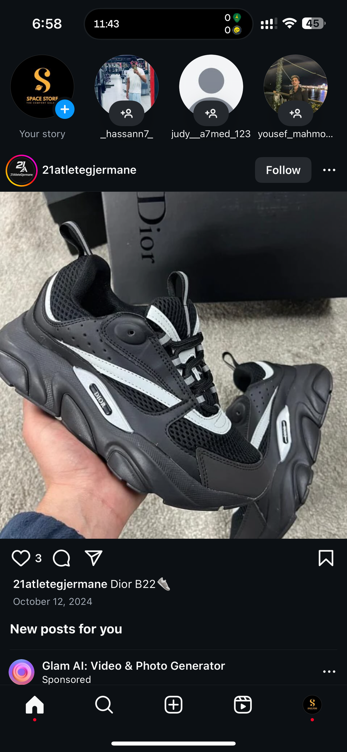 Dior B22 Black Reflective