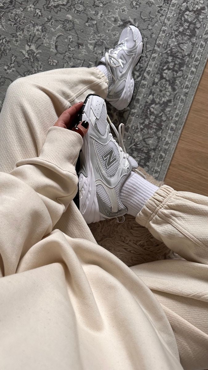 New Balance White Silver